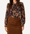 Q2 Floral Front Tie Blouse In Navy Floral In Multi