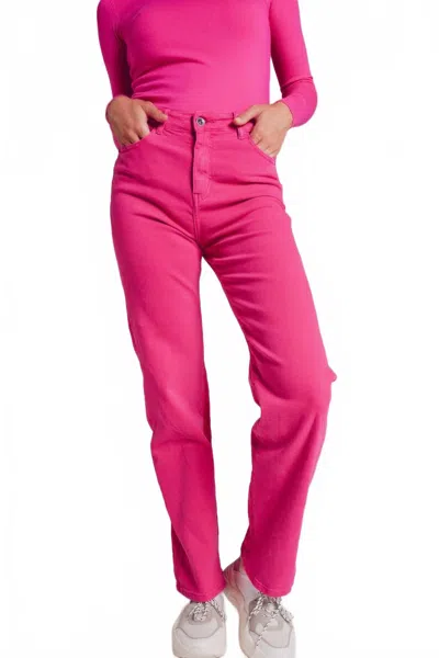 Q2 High Ride Slouchy Mom Jeans In Fuchsia In Pink