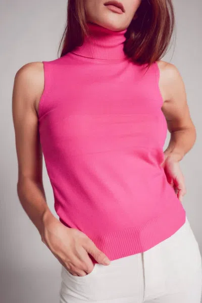Q2 Knitted Tank In Fuchsia In Pink