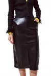 Q2 Leatherette Pencil Cut Skirt In Black In Brown