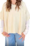 Q2 Lemon Drape V Neck Sweater In Cream In White