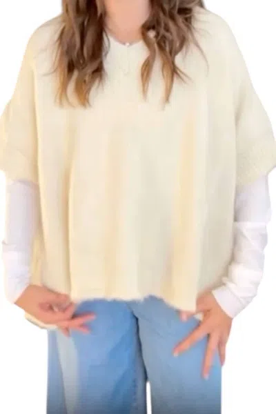 Q2 Lemon Drape V Neck Sweater In Cream In White