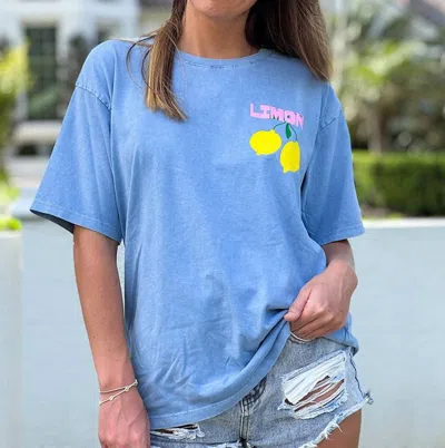 Q2 Lemon Love Crew Neck Tee In Blue