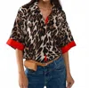 Q2 Lila Animal Print Button Down Shirt In Leopard In Multi