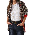 Q2 Lila Animal Print Button Down Shirt In Leopard In Multi