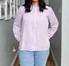 Q2 Long Sleeve Metallic Stripe Top In Lavender In Pink