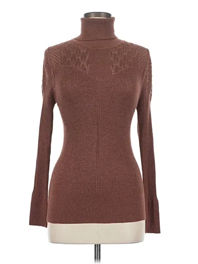 Pre-owned Q2 Long Sleeve Top Brown Turtleneck Tops