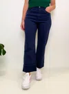 Q2 Madeline Straight Leg Cuffed Jeans In Navy In Blue