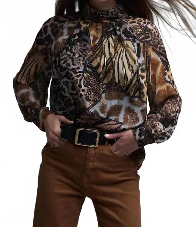 Q2 Marisma Blouse In Animal Print In Multi