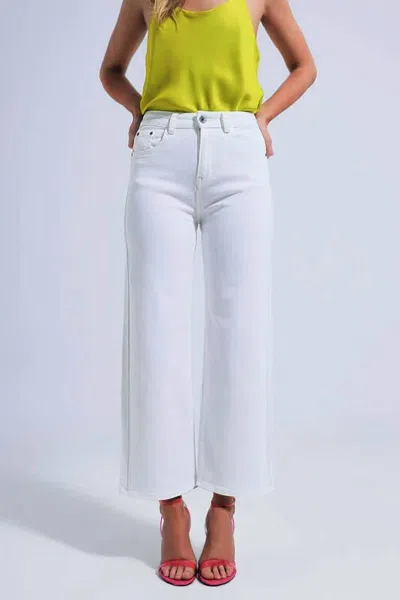Q2 Nora Wide Leg Stretch Denim Jeans In White