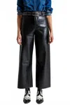 Q2 Palazzo-style Faux Leather Pants In Black In Black