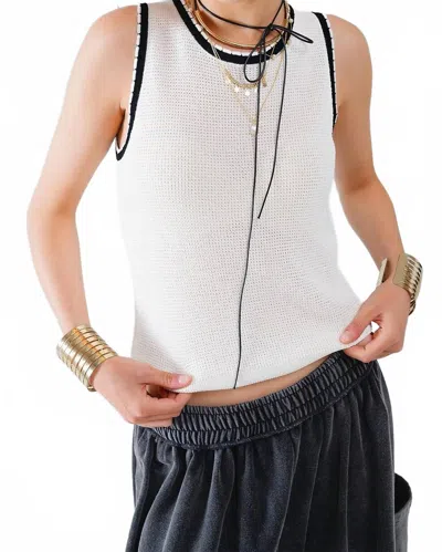 Q2 Pointelle White Sleeveless Top