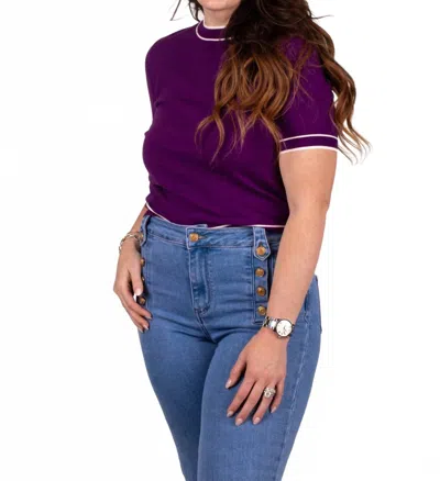Q2 Regal Essence Short Sleeve Sweater In Purple