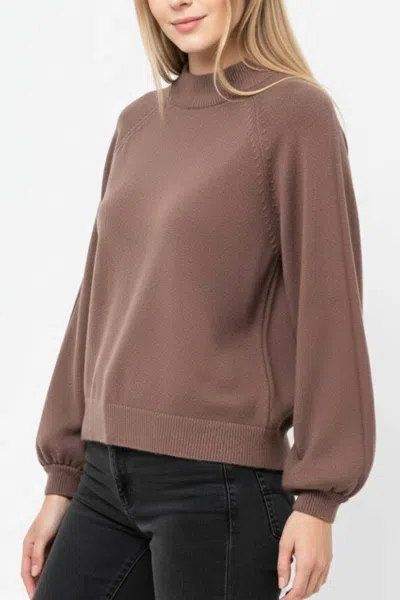 Q2 Relaxed Style Jumper Sweater With Balloon Sleeve In Brown