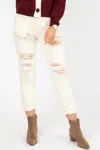 Q2 Ripped Boyfriend Jean In Beige In Beige