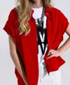 Q2 Ruby Button Up Blouse In Red