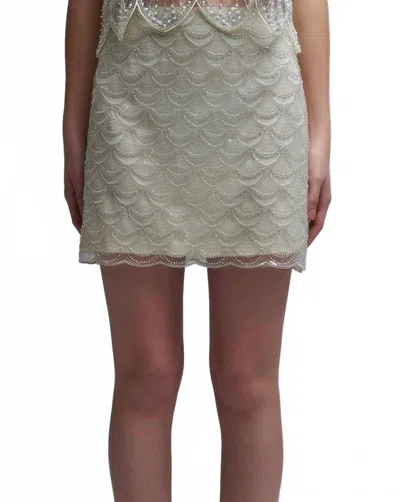 Q2 Scalloped Sequin Mini Skirt In Cream In Black