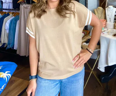 Q2 Silky Dolman Crew Neck Sweater Tee In Caramel