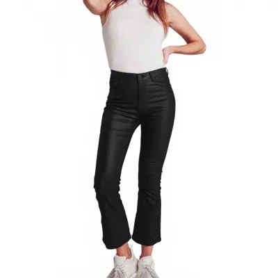 Q2 Stretch Faux Leather Flared Pants In Black