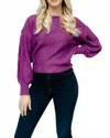 Q2 Susan Studded Sweater In Plum In Purple