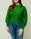 Q2 Susan Studded Sweater In Rich Green In Green