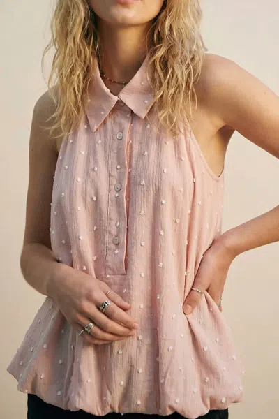 Q2 Swiss Dot Sheer Sleeveless Blouse In Pink