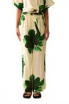 Q2 Tropical Bloom Palazzo Pants In Green In Green