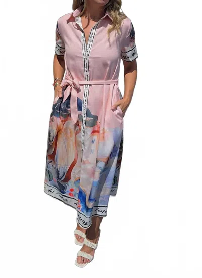 Q2 Watercolor Print Maxi Dress In Pink
