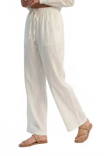 Q2 Wide Leg Sheer Drawstring Pants In Cream In White