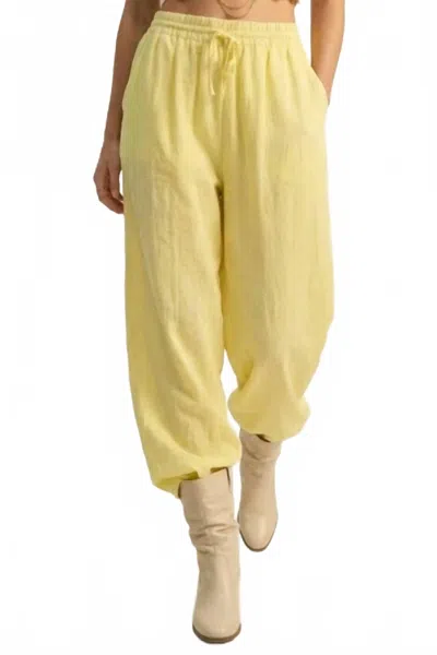 Q2 Wide Leg Sheer Drawstring Pants In Yellow