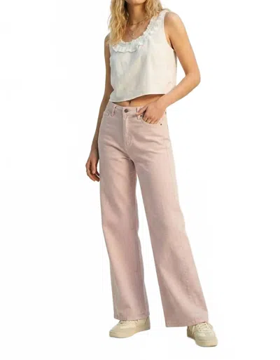 Q2 Wide Leg Trousers With Twill In Pink