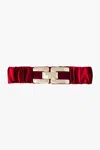 Q2 Women's Bordeaux Velvet Belt In Red
