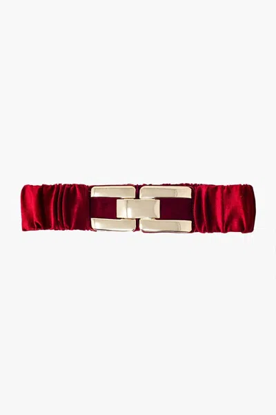 Q2 Women's Bordeaux Velvet Belt In Red