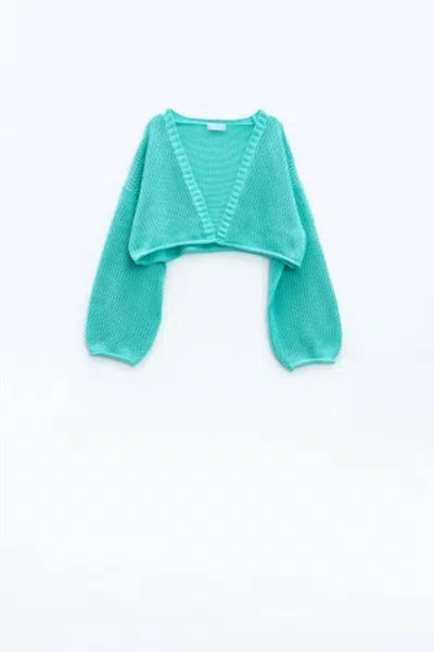 Q2 Women's Crochet Basic Cropped Cardigan In Green