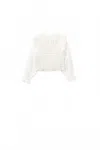 Q2 Women's Crochet Top With Ruffle Trim In White Floral In White