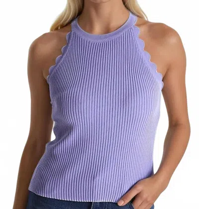 Q2 Women's Game Day Scallop Trim Ribbed High Neck Tank Top In Lavender In Purple