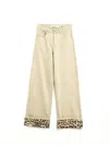 Q2 Women's Leopard Print Wide Leg Pants In Beige In Neutral