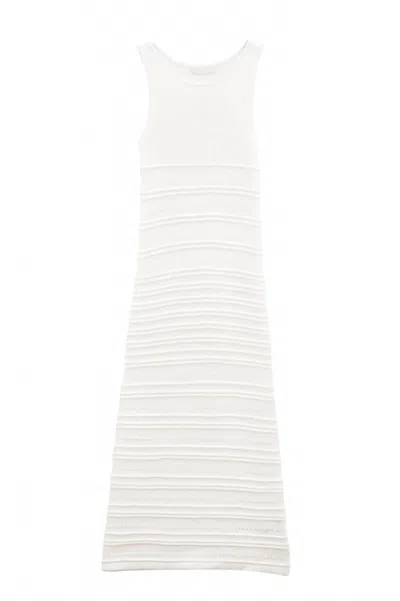 Q2 Women's Maxi Crochet Knit Dress In Cream In White