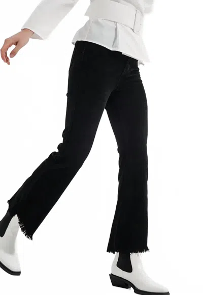 Q2 Women's Stretchy Cord Flared Trouser In Black
