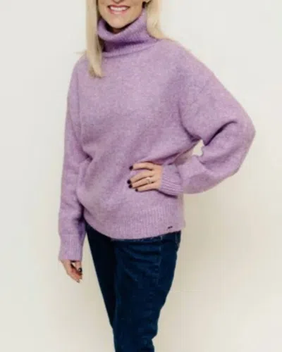Q2 Wren Fuzzy Turtleneck Sweater In Marled Purple