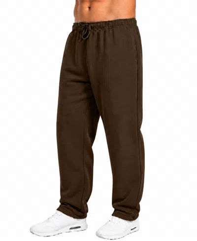 Q-active Men's Classic Open-bottom Fleece Sweatpants In Brown