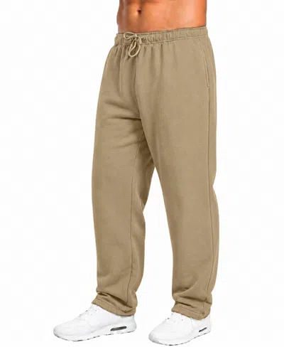Q-active Men's Classic Open-bottom Fleece Sweatpants In Khaki