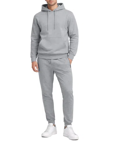 Q-active Men's Soft Fleece Pullover Hoodie & Sweatpants Jogging Set In Gray
