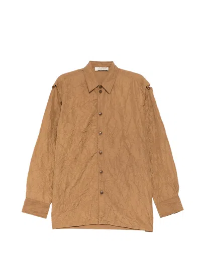 Qasimi Removable-sleeve Crinkled-effect Shirt In Brown