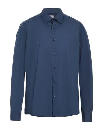 Qb24 Man Shirt Navy Blue Size Xxl Cotton, Elastane