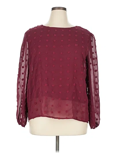 Pre-owned Qearal Long Sleeve Blouse In Burgundy