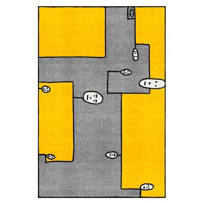 Pre-owned Qeeboo Carpet Dog Yellow Rectangular In Non-slip Polyester & Polyamide By Andrea Branzi