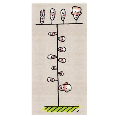 Pre-owned Qeeboo Carpet Family Tree In Non-slip Polyester & Polyamide By Andrea Branzi In Sand