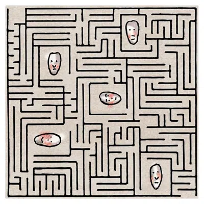 Pre-owned Qeeboo Carpet Labyrinth In Non-slip Polyester & Polyamide By Andrea Branzi In Sand
