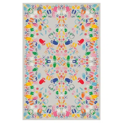 Pre-owned Qeeboo Carpet Let's Dance Animal Traces Light Rectangular In Non-slip Polyester In Gray